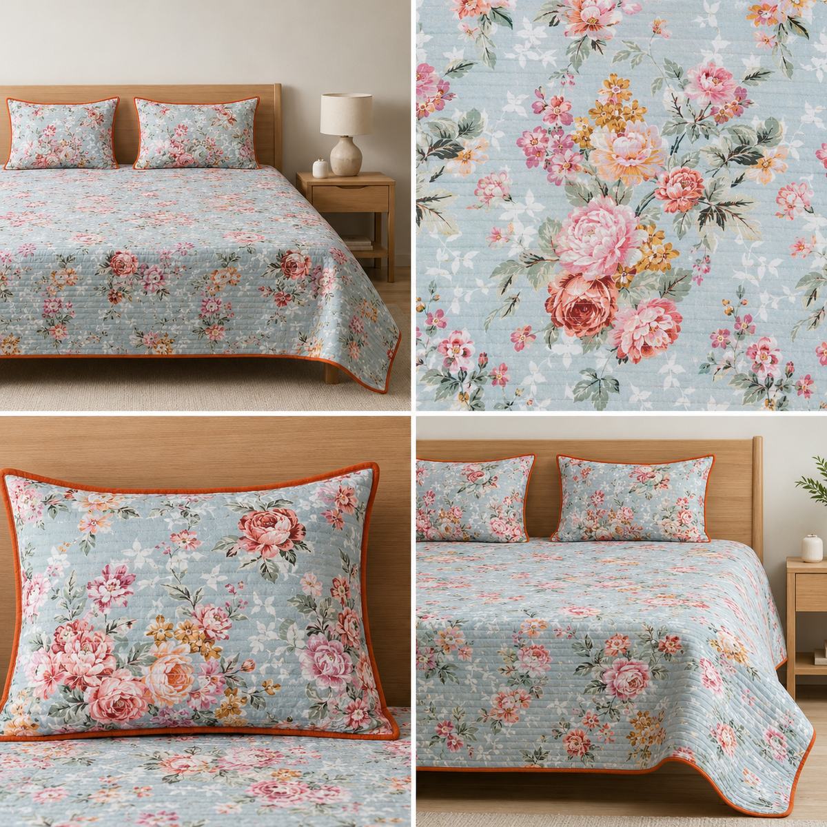 Victorian Reversible Quilted Bedcover – Inspired by Classic British Designs Product Code :- 55B198RKEH