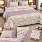 Rosé Meadow Floral King Size 4 Pcs Comforter Set