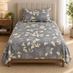 Printed Single Bedsheet Set – 2 Pcs (1 Bedsheet + 1 Pillow Cover) 100 % Pure Cotton