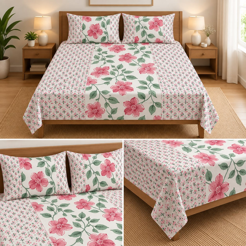 Jumbo Calcutta Phulkari Designs King Size Bedsheet Set (120 x 120 Inches) Product Code :- 55B145RKEH