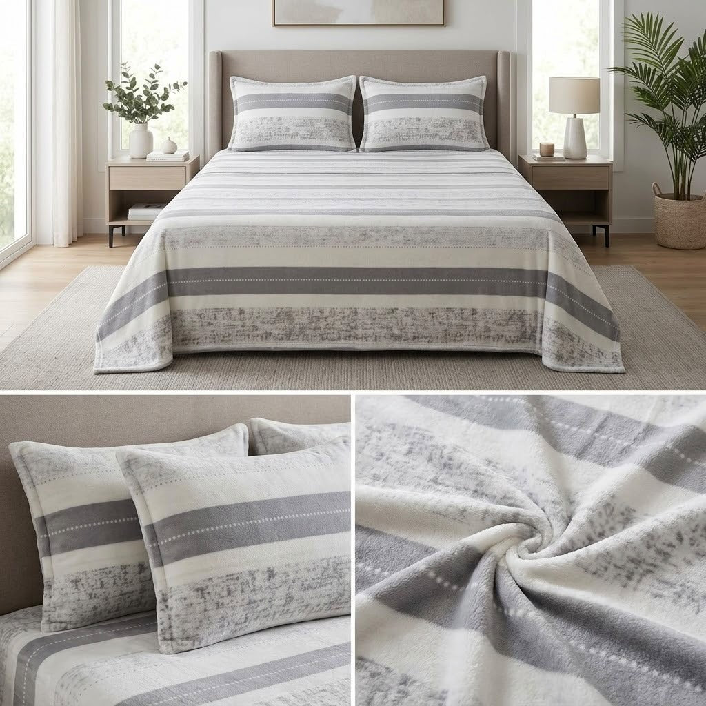 Pastel Embossed Winter Bedsheet Set – King Size 3 Pcs | Ultra Soft Luxury Designer Bedsheet