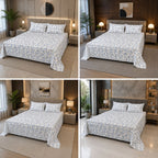 English Floral Print King Size Bedsheet with Lace Pillow Covers – 250 × 270 cm