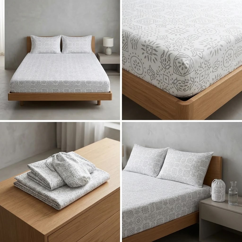 Classical Design Elastic/Fitted Bedsheets Pure Mulmul Cotton 108 BY 108 Inch Product Code :- 55B135RKEH