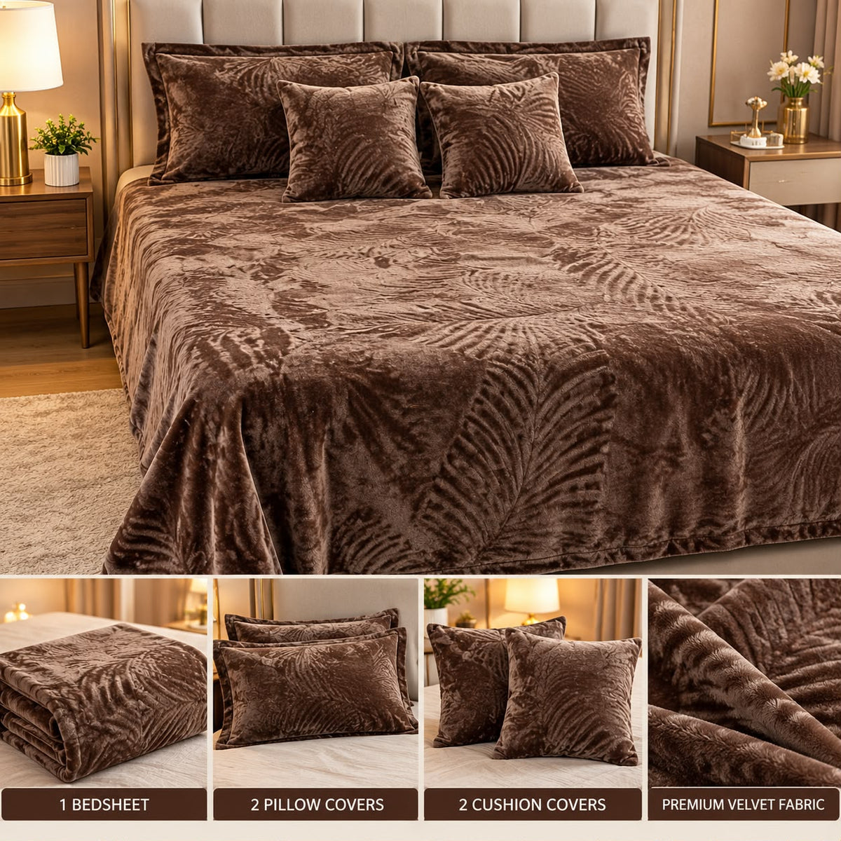 Royal Velvet 5-Piece King Size Bedsheet Set – Premium Winter Bedding Collection