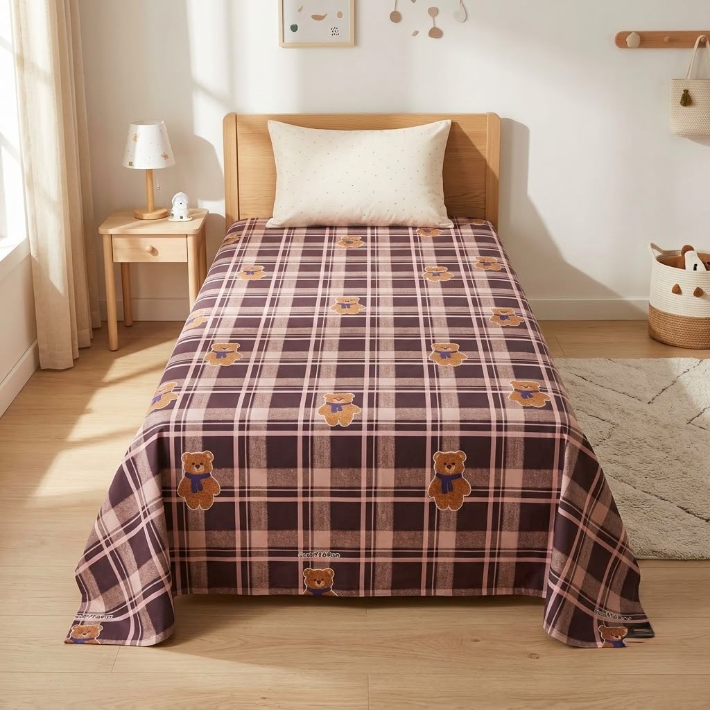 Premium Kids Cartoon Printed Single Bedsheet Set – 100 % Pure Cotton