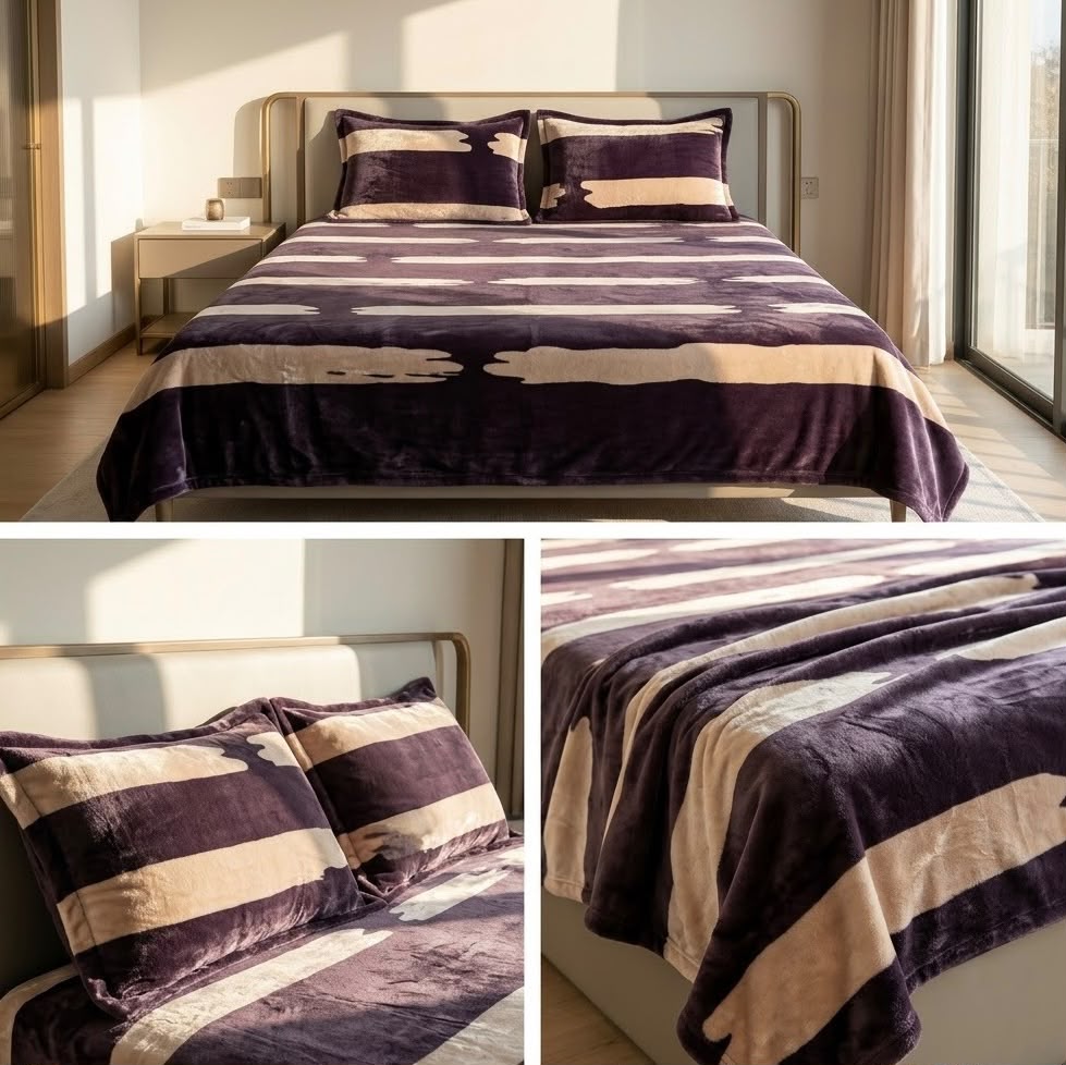 Plush Winter Bedsheet Set – Ultra Soft & Cozy King Size (3 Pcs)