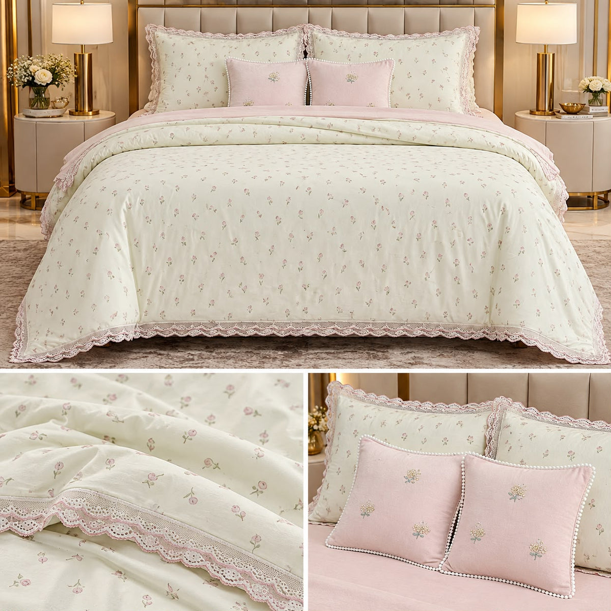 Pure Muslin Luxury 6 Pcs Comforter Bedding Set – King Size Product Code :- 55B385RKEH