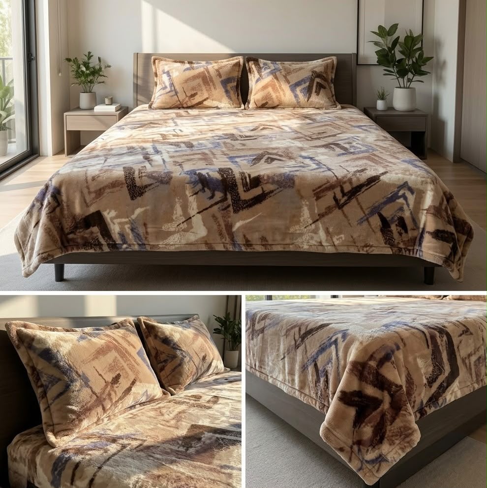Botanical Floral Winter Bedsheet Set – Ultra Soft & Cozy King Size (3 Pcs)