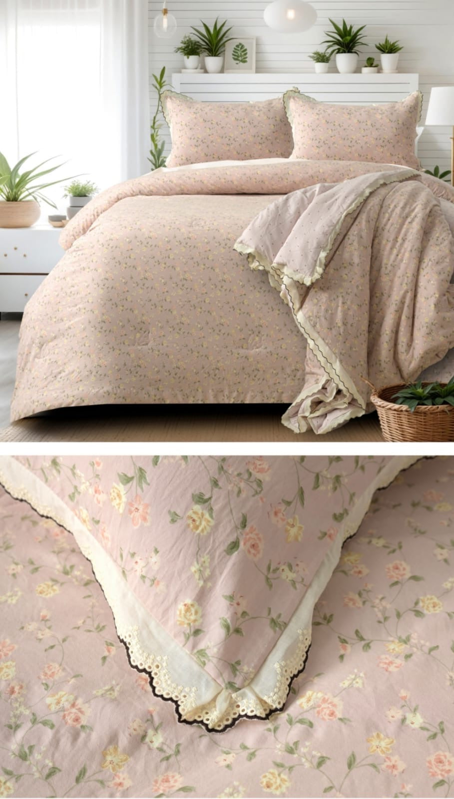 Victorian Lace Comforter Set – 4 Pcs (King Size)