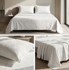 Luxury 400 TC Pure Cotton White Embossed Bedsheet Set – King Size