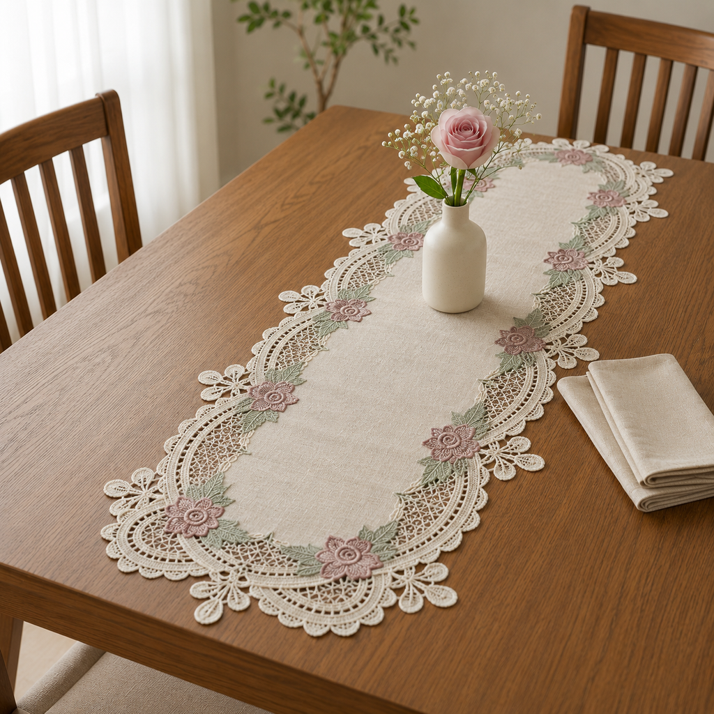 Luxury Floral Lace Turkish Table Runner (30 x 16 Inches) Product Code :- 55B85RKEH
