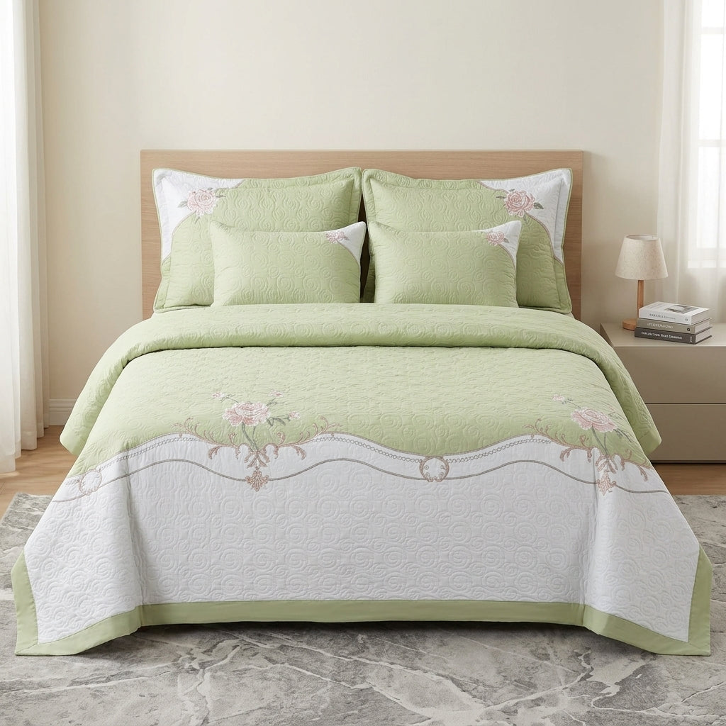 Embroidered Bedcover Set – 5 Piece King Size Collection