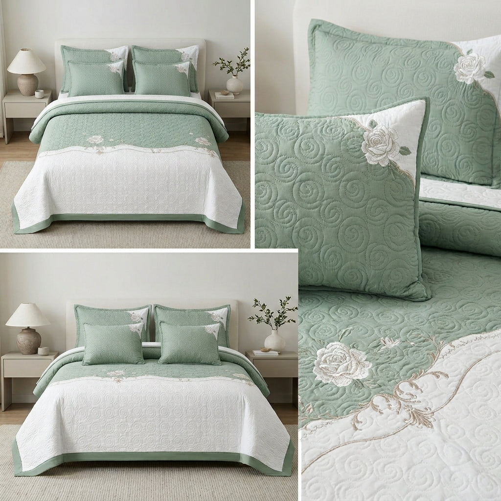 Embroidered Bedcover Set – 5 Piece King Size Collection