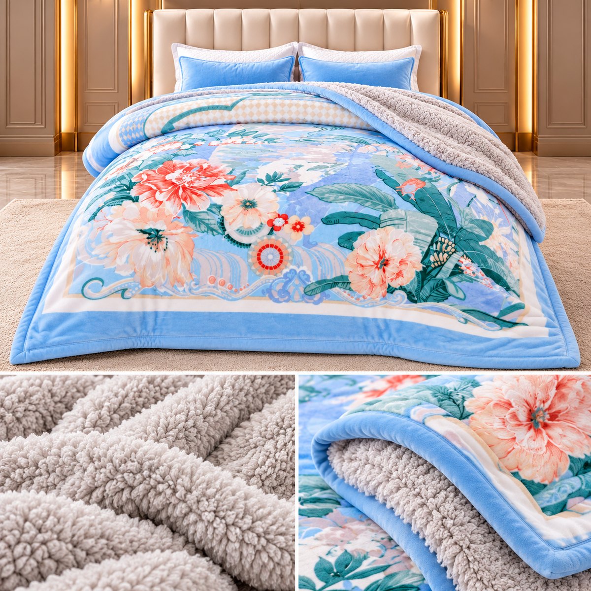 Premium Super Soft Floral Winter Blanket – Double Bed | Plush & Heavy Warm Blanket Product Code :- 55B299RKEH