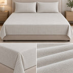 Premium Soft Ribbed Plain Bedsheet Set – King Size 3 Pcs