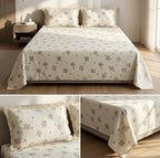 Designer Cotton Bedsheet Set with Elegant Tassel Fringe Pillow Covers – King Size (3 Pcs)