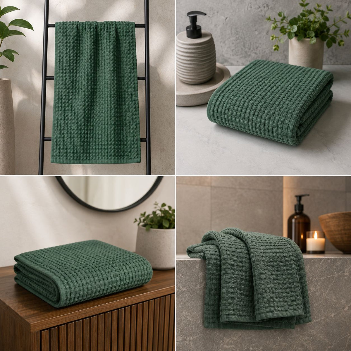 Luxe Beehive Bamboo Waffle Hand Towel – 40 × 60 CM