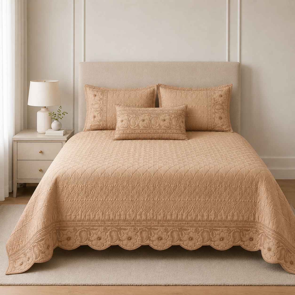Embroidered 4-Piece Luxury Bedcover Set Product Code :- 55B315RKEH