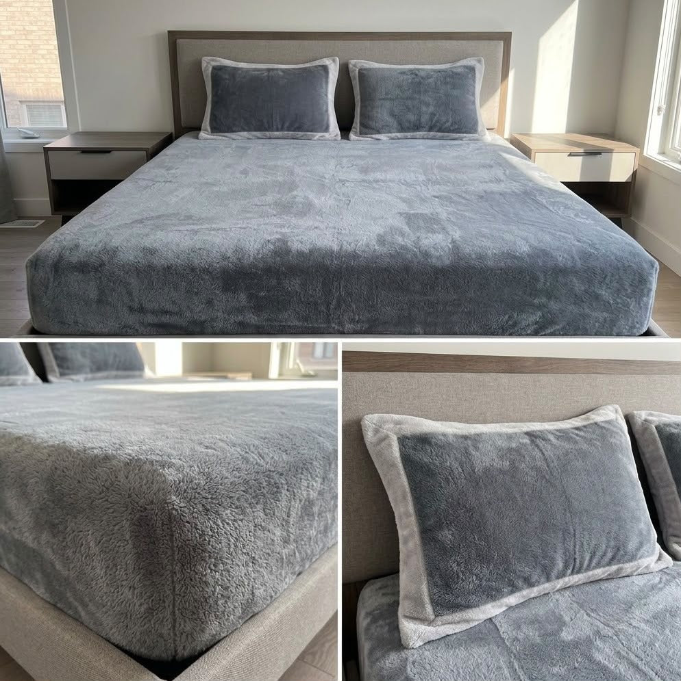 Milky Soft Fitted Winter Bedsheet Set 700 GSM  – King Size
