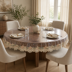 Transparent Round Dining Table Cover with Embroidered – 6 Seater | 60 Inch Diameter Product Code:- 55B150RKEH