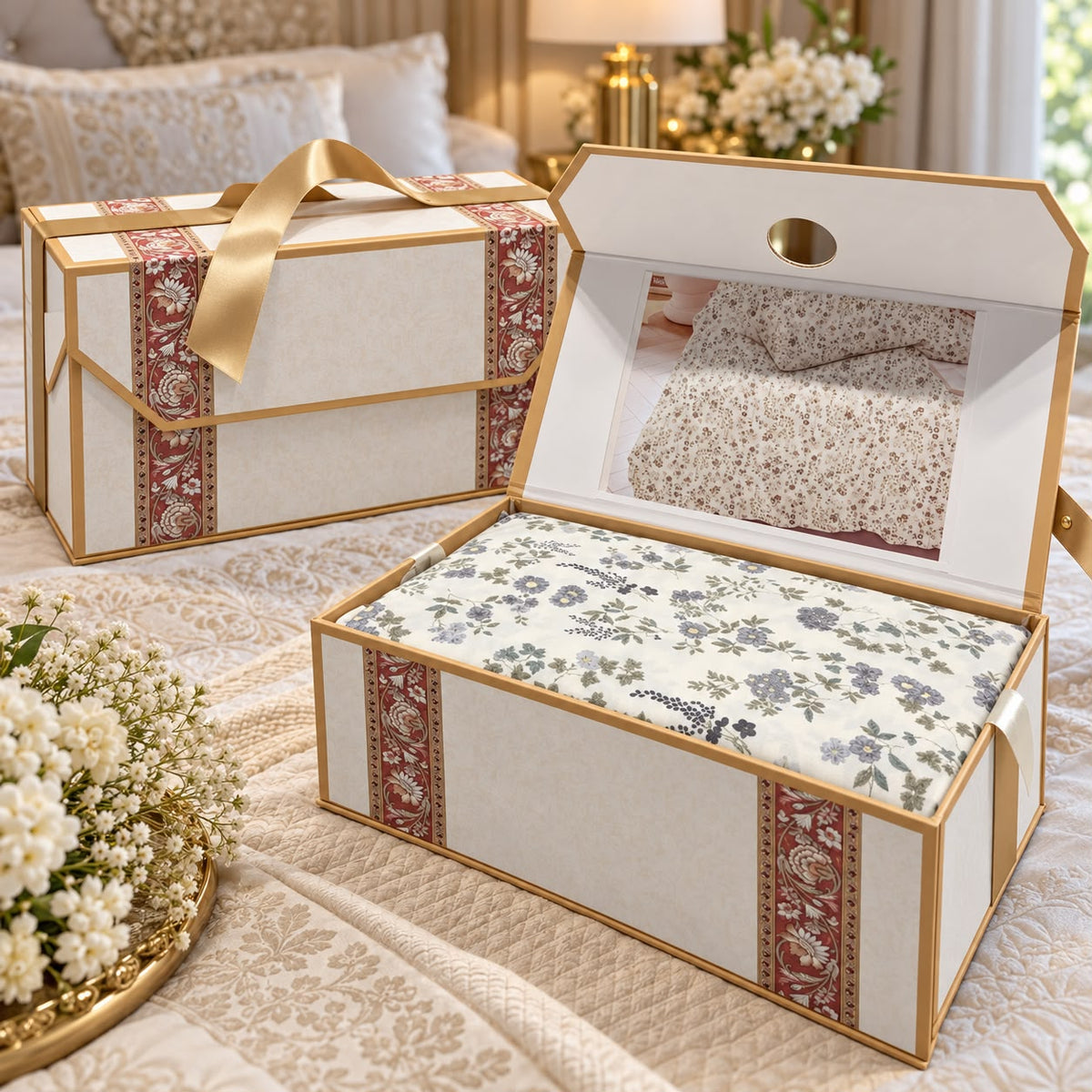 Premium Elia Luxury Bedsheet Gift Box – 3 Piece King Size Bedsheet Set