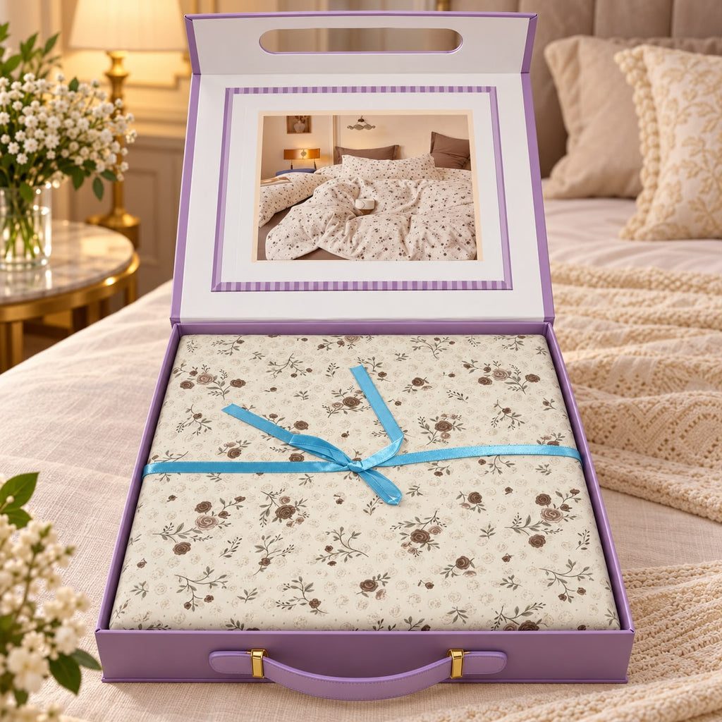 Premium Luxury 4 Piece Duvet Cover & Bedsheet Gift Box Set