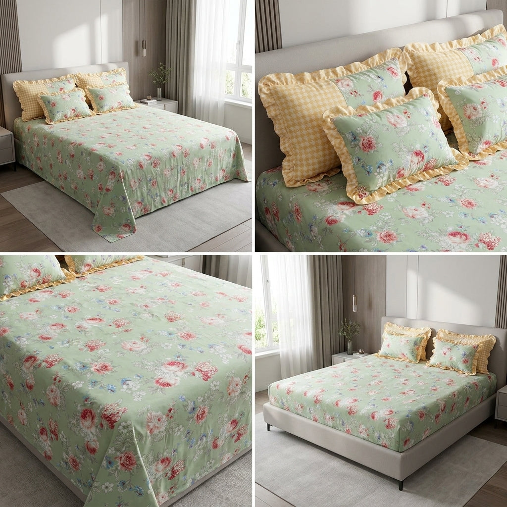 ✨  5 Piece King Size Bedsheet Set – Elegant Luxury Collection ✨
