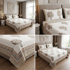 Heritage Block Print Cotton Bedsheet Set – King Size 3 Pcs