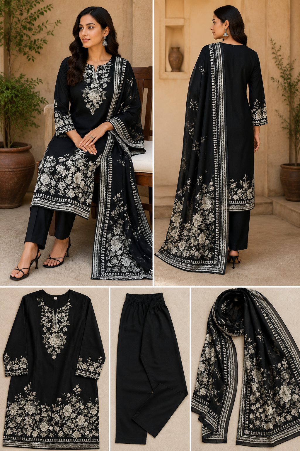 Zarqa 3-Piece Stitched Suit 🌻