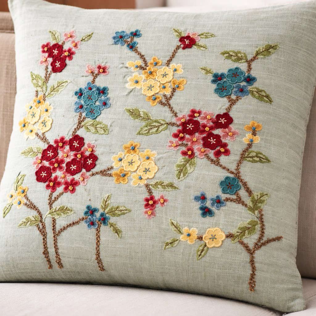 Hand Embroidered Cushion Covers – 20 x 20 Inch (Cotton Base)