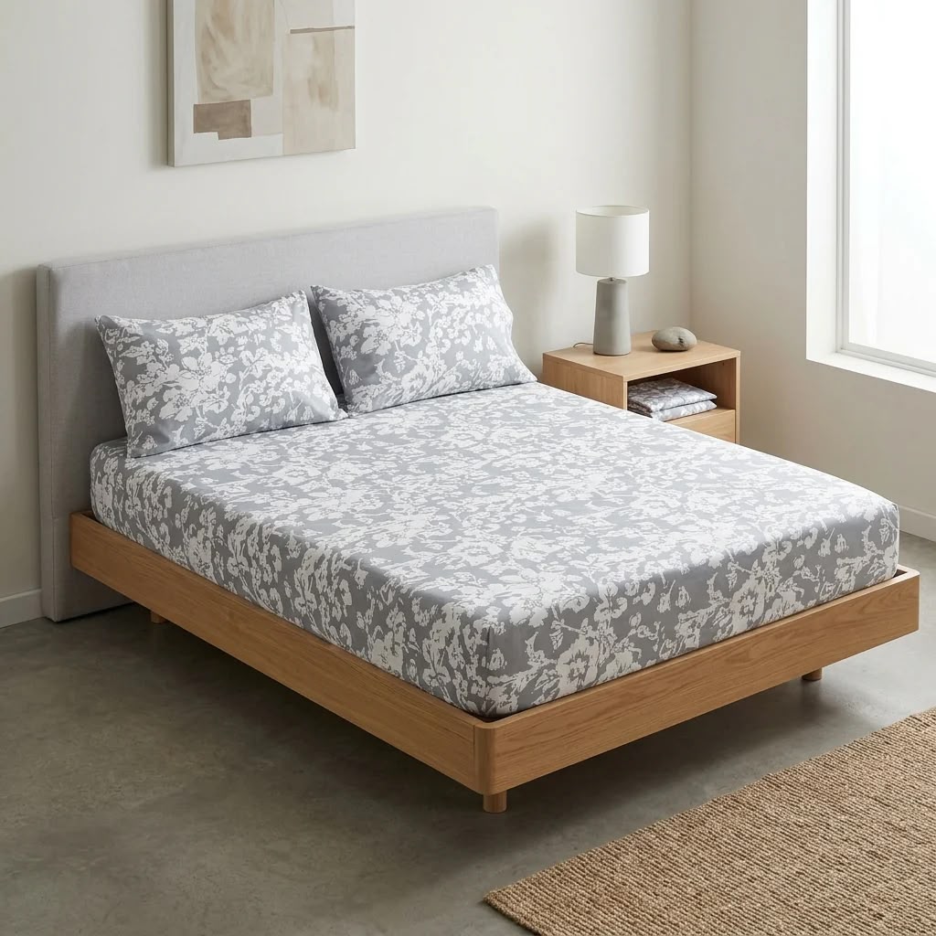 Classical Design Elastic/Fitted Bedsheets Pure Mulmul Cotton 108 BY 108 Inch Product Code :- 55B135RKEH