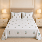 Percale 300 TC Jumbo King Size Cotton Bedsheet Set (120 × 120 Inches)