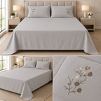 Soft Thick Cotton King Size Bedsheet with Embroidered Pillow Covers