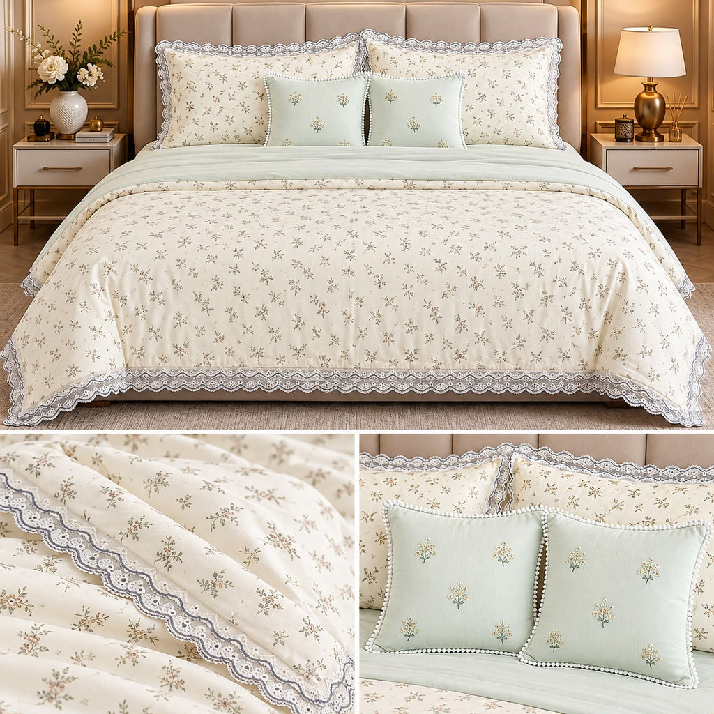 Pure Muslin Luxury 6 Pcs Comforter Bedding Set – King Size Product Code :- 55B385RKEH