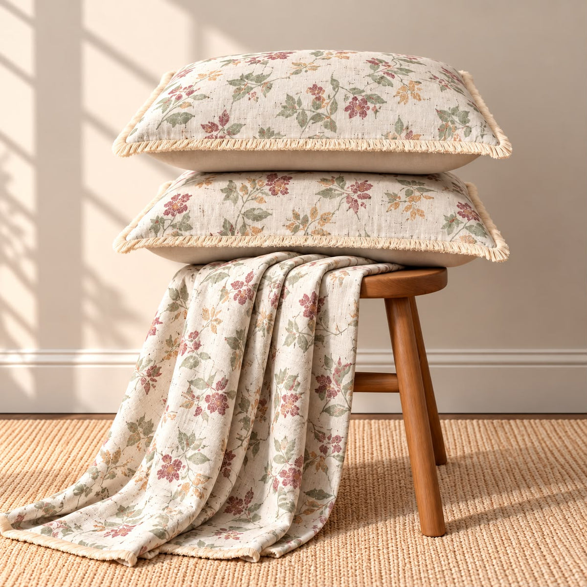 Vintage English Garden Floral Bedsheet Set with Elegant Lace Pillow Covers – 3 Pcs