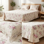 Premium 300 TC Pure Cotton Bedsheet Set with Designer Lace Pillow Covers – King Size 108 x 108 Inch