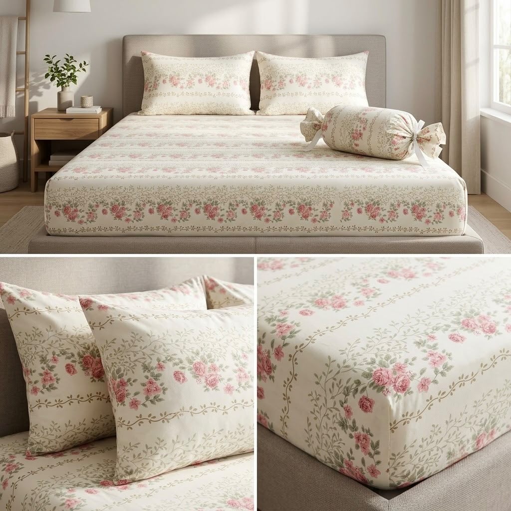 English Flowers Candy Pack Jumbo Size Fitted Bedsheet Set – Jumbo Size