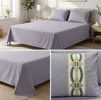 Luxury 100% Pure Bamboo Cotton Bedsheet Set with Embroidered Pillow Covers – 108 X 108