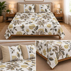Harmony Bloom Floral King Size Bedsheet Set – 3 Piece
