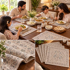 Vintage Persian Print Fabric Dining Table Mats – Set of 6