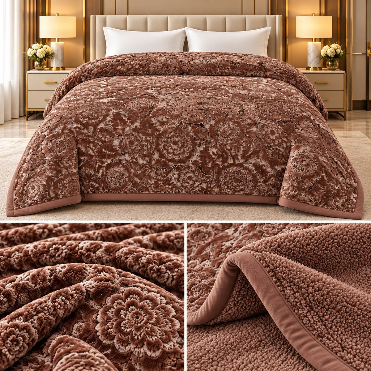 Feather Touch Triple Ply Luxury Winter Blanket – Double Bed | Heavy & Super Soft Product Code :- 55B335RKEH