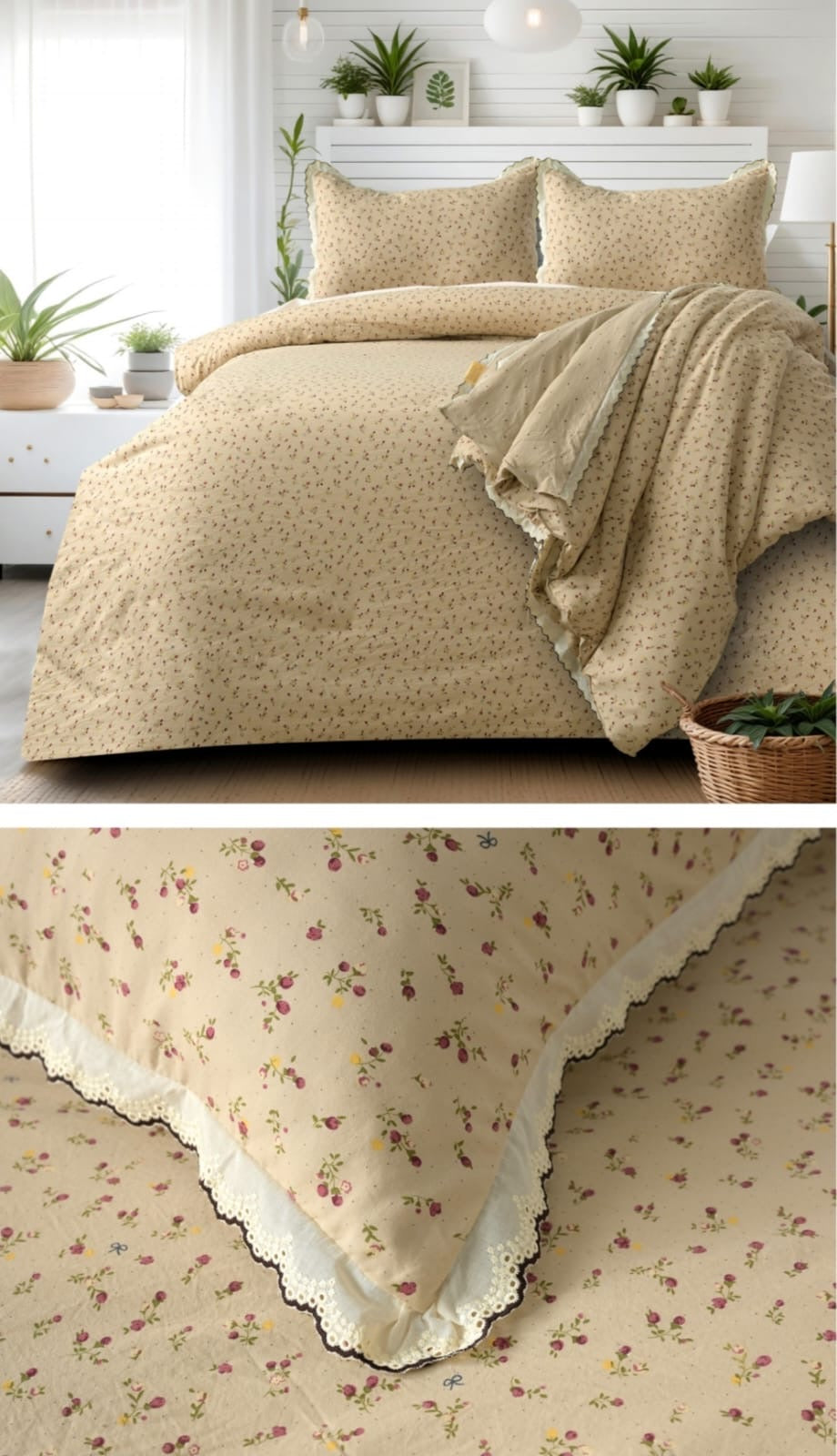 Victorian Lace Comforter Set – 4 Pcs (King Size)