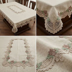 Premium Crochet (Brown Flower) Lace Dining Table Cover –4, 6 & 8 Seater