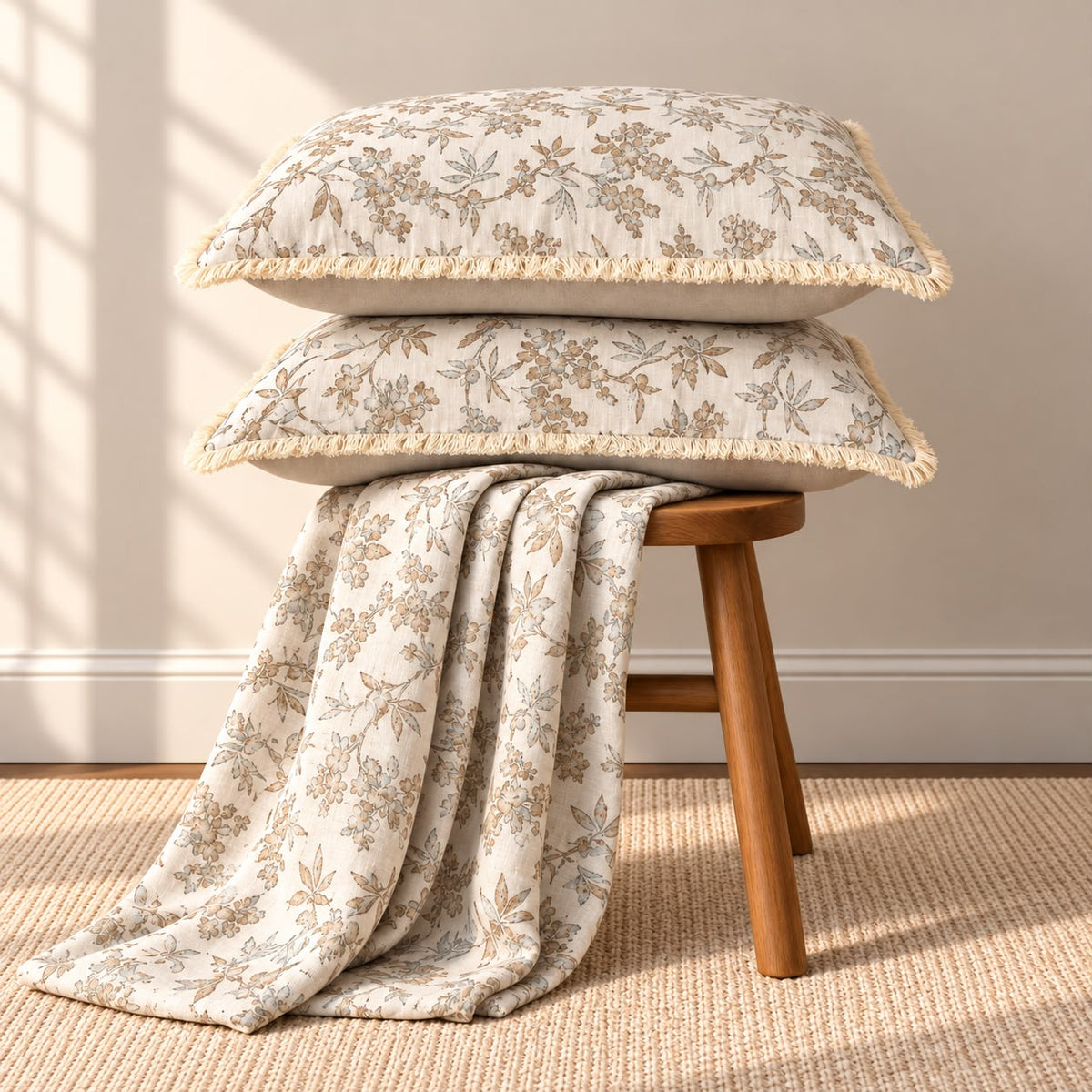 Vintage English Garden Floral Bedsheet Set with Elegant Lace Pillow Covers – 3 Pcs