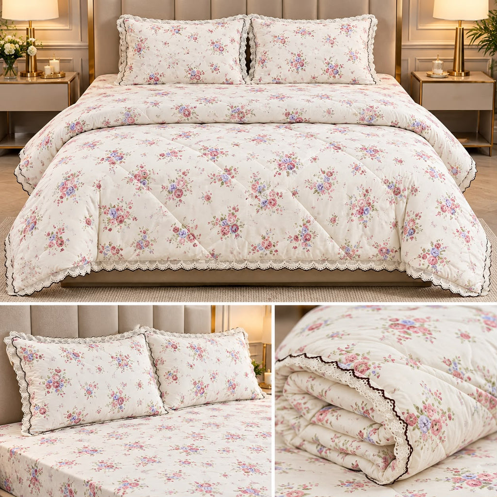 Floral Elegance Luxury Comforter Set – 4 Pcs King Size Product Code :- 55B275RKEH