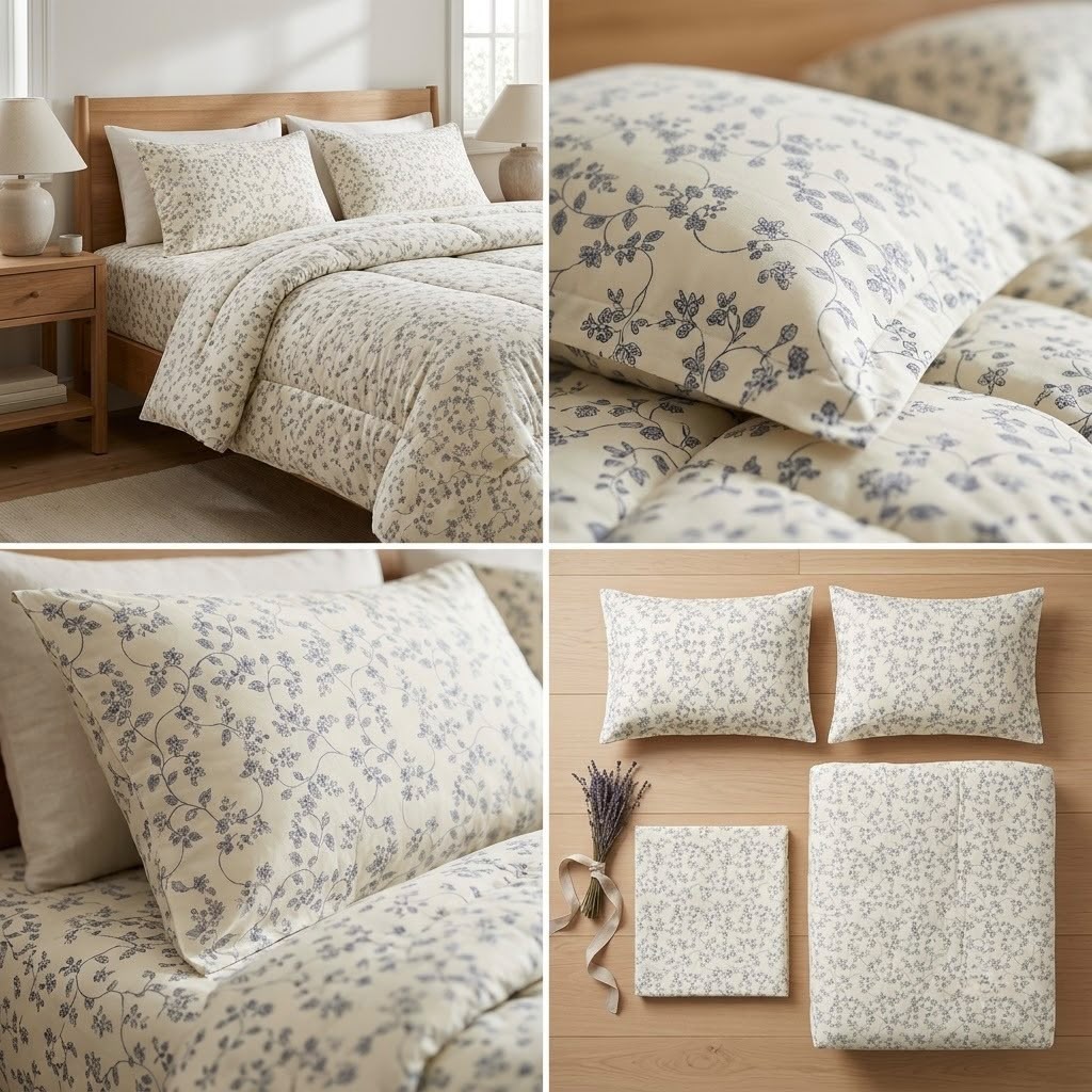 Aroma Meadow Luxe 4 Pcs King Size Comforter Set – Floral Reversible Bedding Set