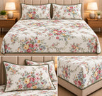 Vintage Bloom Quilted Bedcover Set – King Size 3 Pcs 100 % Pure Cotton
