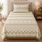 Printed Single Bedsheet Set – 2 Pcs (1 Bedsheet + 1 Pillow Cover) 100 % Pure Cotton