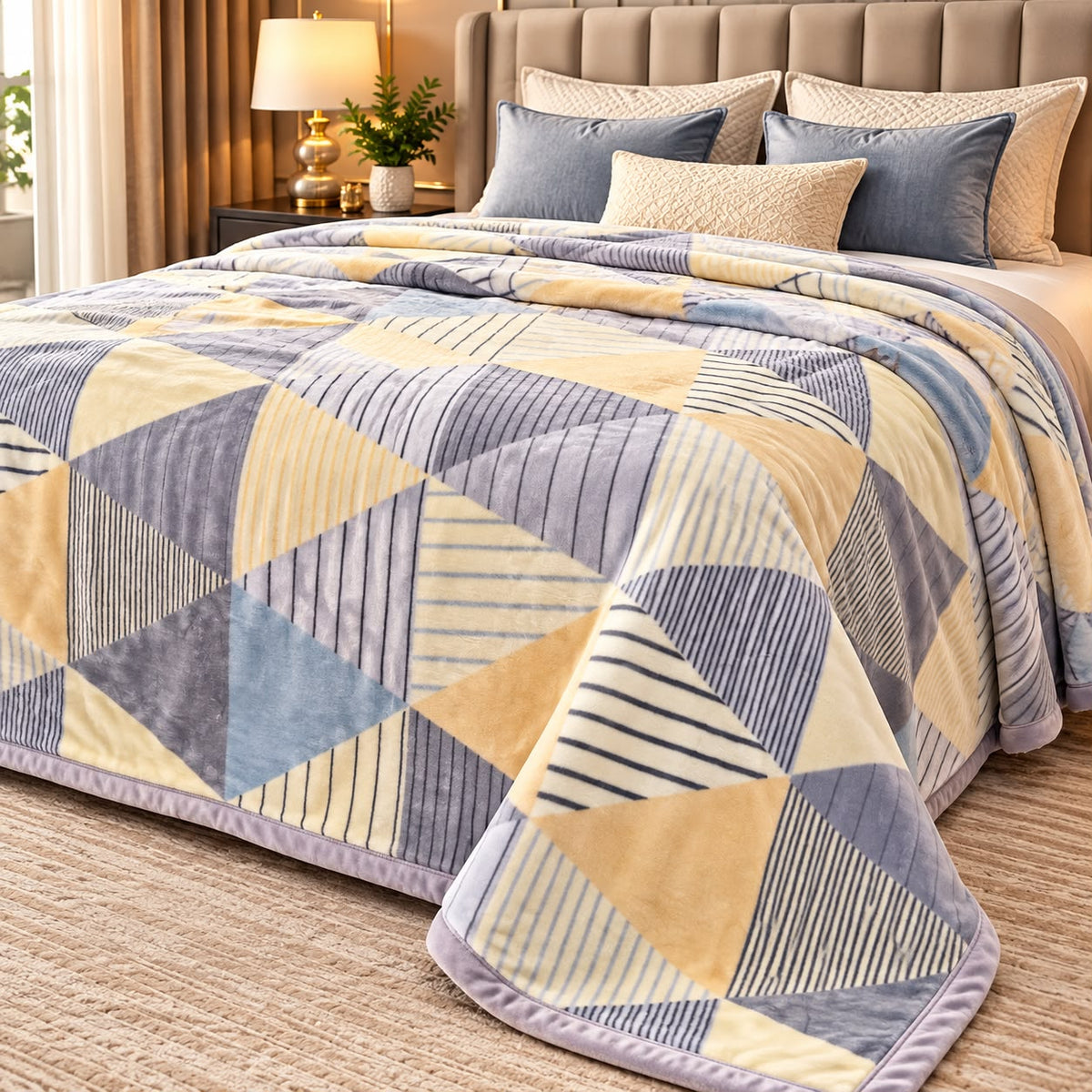 Nordic Geo Plush Winter Blanket – Double Bed