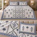 Soft Khadi Floral Bedcover Set – 3 Pcs | Elegant Traditional Print